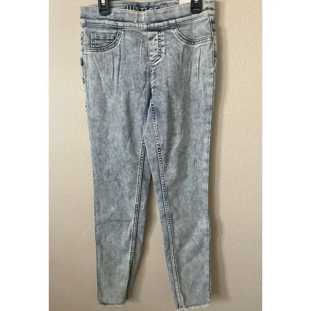 Lot Of 3 Justice Stretchy Girls' Pull On Jean Leggings Jeggings Pants Size 10